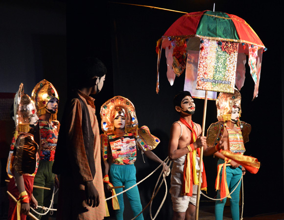 Ashok Thotnalli's students in performance during the one-day national level Arts Education Seminar, Bangalore

